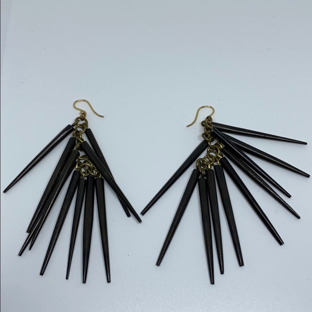 Gold & Wooden Tusk Earrings 😎